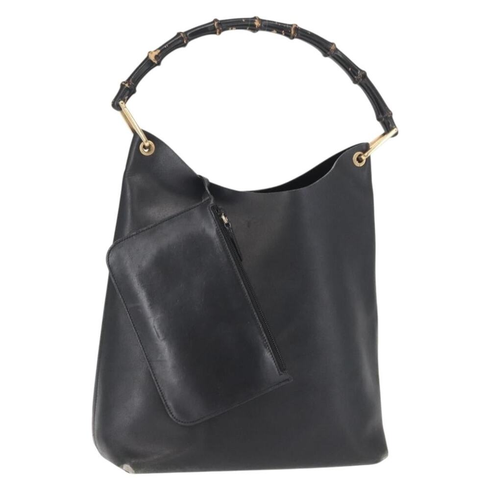 Gucci Bamboo Leather Shoulder Bag Black